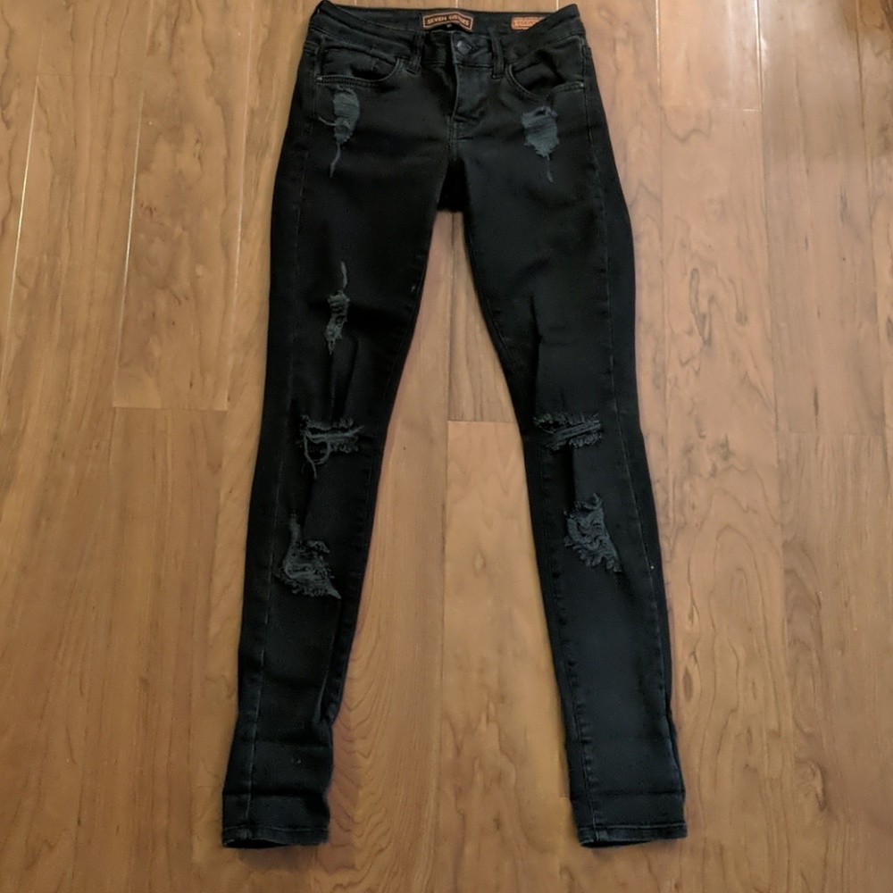 Black ripped denim pants